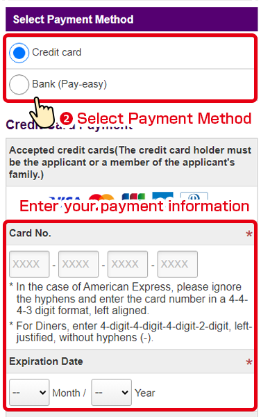 Please select a payment method and enter your payment information.