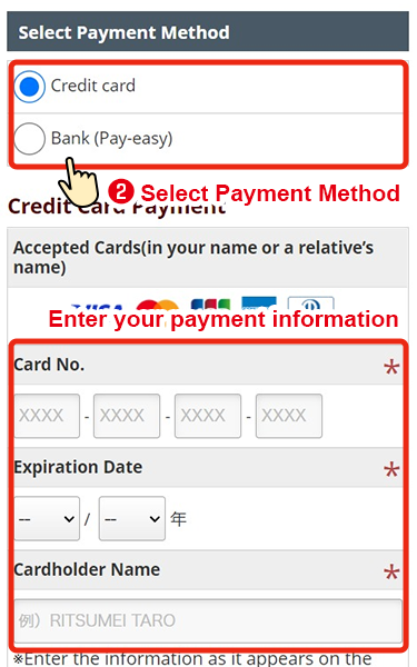 Please select a payment method and enter your payment information.